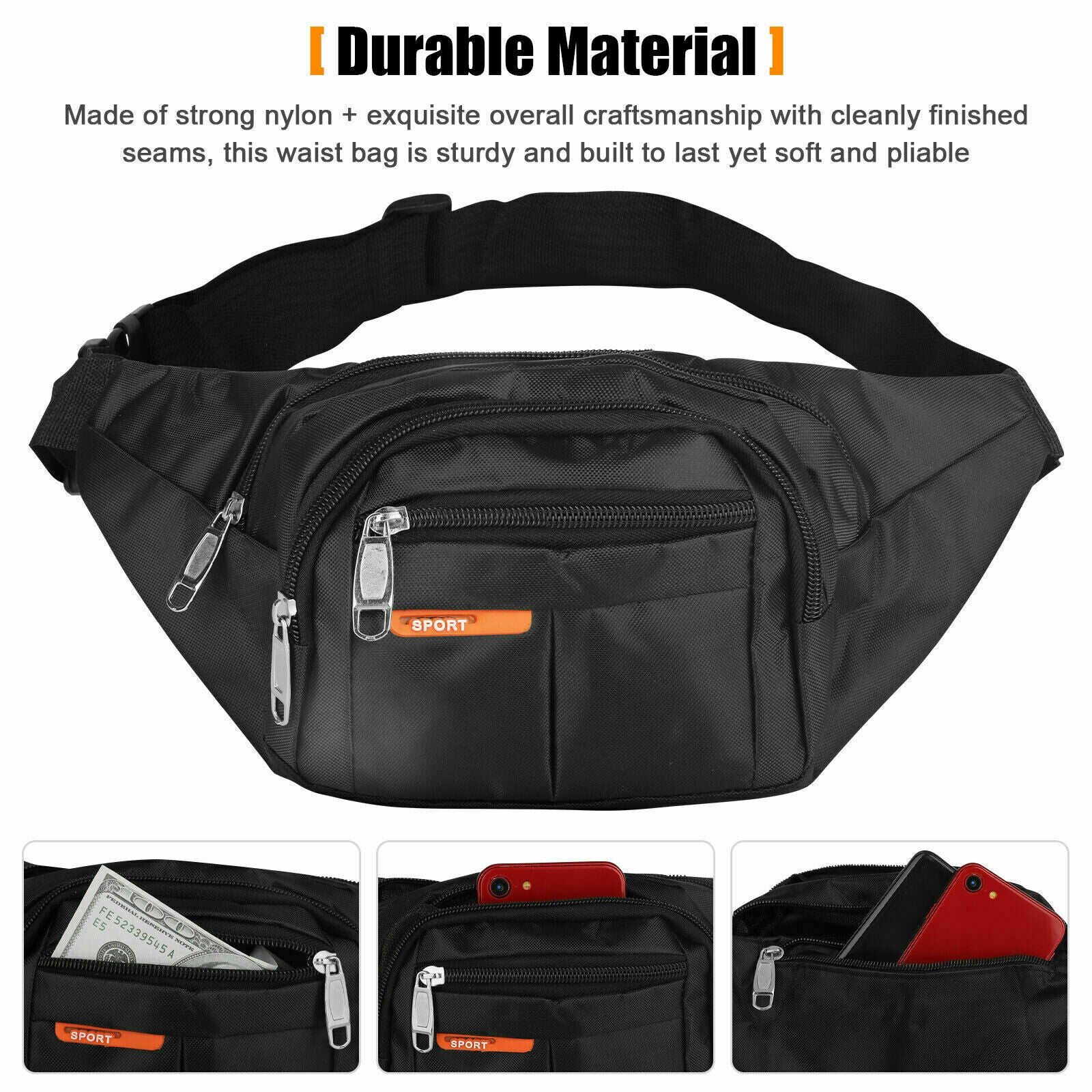 Waist Bag Fanny Pack For Men Women Hip Belt Bum Pouch Sport Travel Purse Unisex Men DealSniper.net