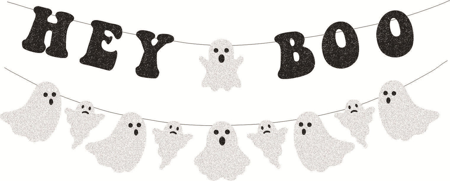 Halloween Party Hanging Flag Glitter Ghost Banner