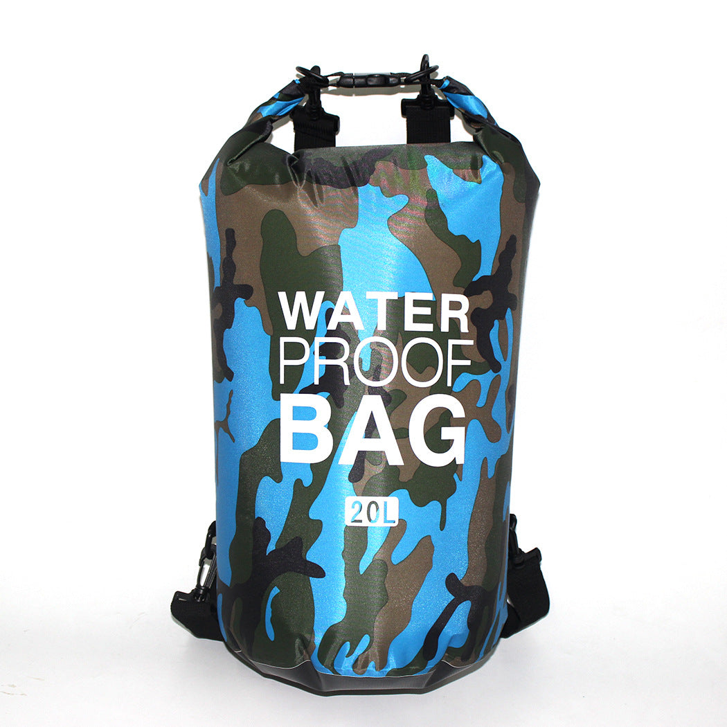 Outdoor Waterproof Bag Camouflage Polyester Double Shoulder Outdoor Gym From House Light Blue 10L 1PC