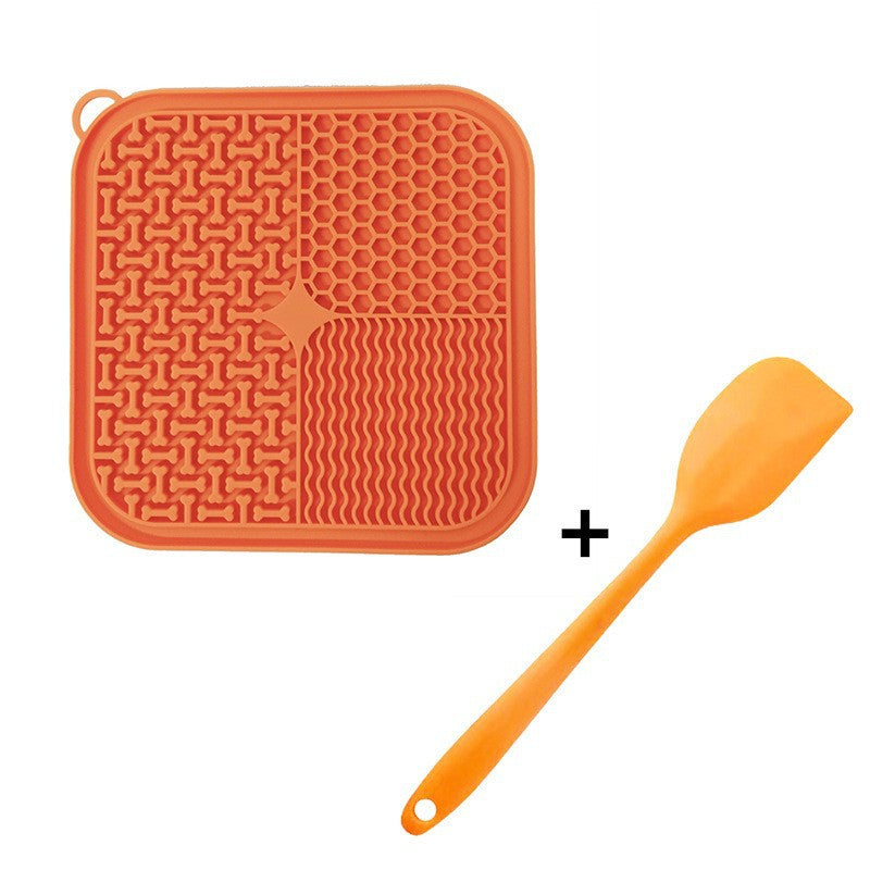 Dog Licking Mat Slow Feeder Premium Lick Pad With Suction Cups Pets DealSniper.net Orange