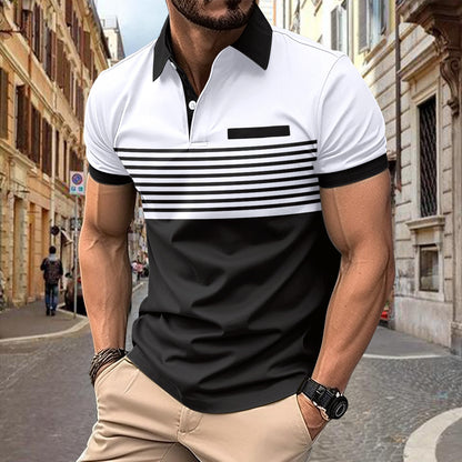 Casual Striped Shirt With Chest Pocket Men Clothing Men DealSniper.net White L