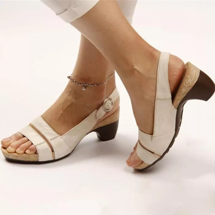 Ankle Strap Sandals Summer Low Heel Peep Toe Shoes Women Women dealsniper-net