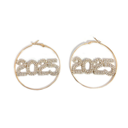 1 Pair Ring Earrings Fashion Full Rhinestone Earrings Jewelry dealsniper-net Gold