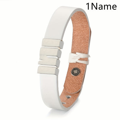 Customized Family Names Bracelet For Men Personalized Engraved Jewelry Gym From House White 1Name