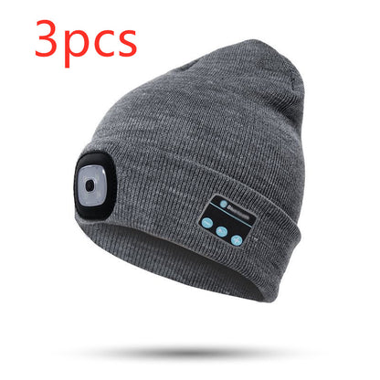 Bluetooth LED Hat Wireless Smart Headset Headphone Gadgets dealsniper-net 3pcs Grey