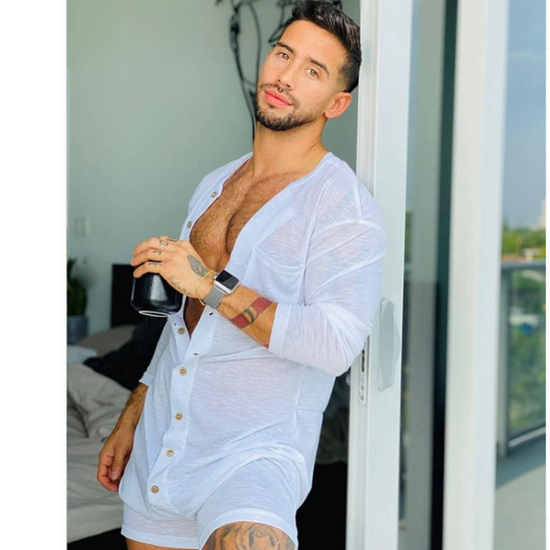 Pure Color Tight Jumpsuit New Homewear Men Gym From House