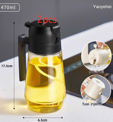 470ML Olive Oil Sprayer Dispenser For Cooking Kitchen dealsniper-net Black 470ML 2PCS