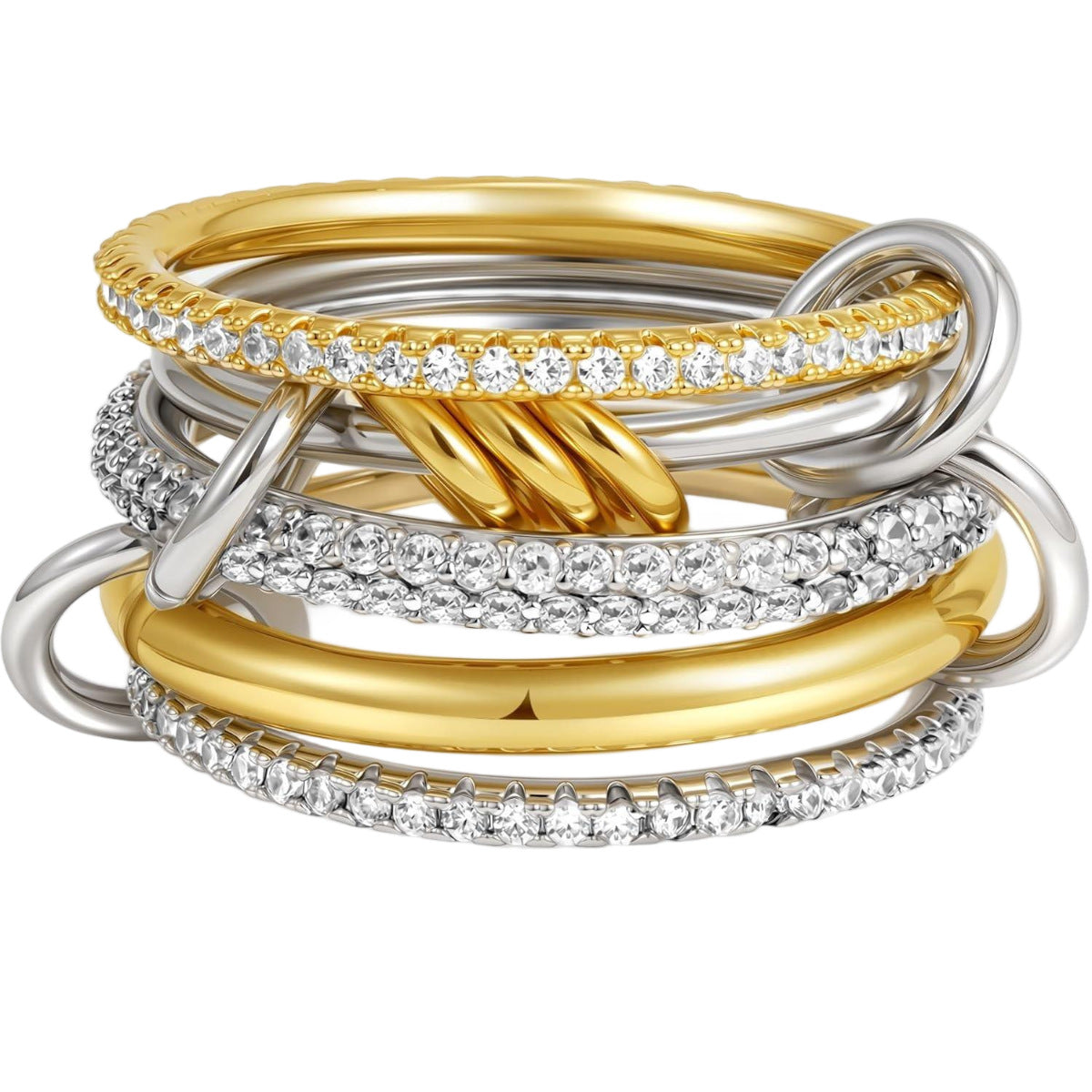 Cross-Border New Product Stacked Cubic Zirconia Ring Jewelry Gym From House Two color r05626 No. 10