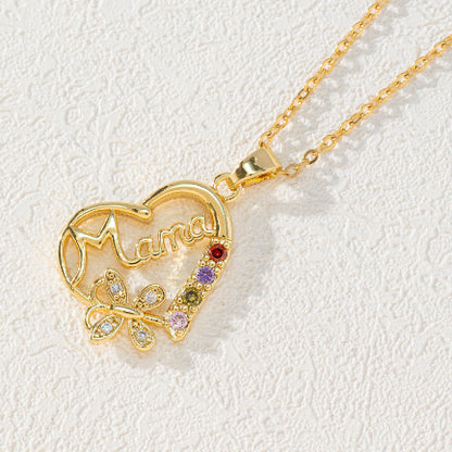 Mother's Day Gift Hollow Heart English Letter Love Mom Jewelry dealsniper-net Gold Necklace