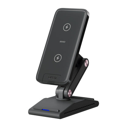 Three-in-one Folding Wireless Phone Charger Electronics DealSniper.net Folding Wireless Charger Black