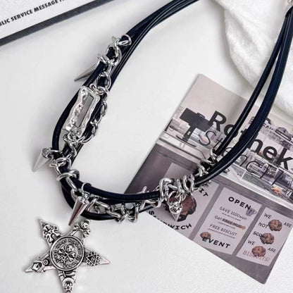 Y2k Rivets Skull Stars Pendants Necklaces Hot Girls Gothic Punk Jewelry Gym From House