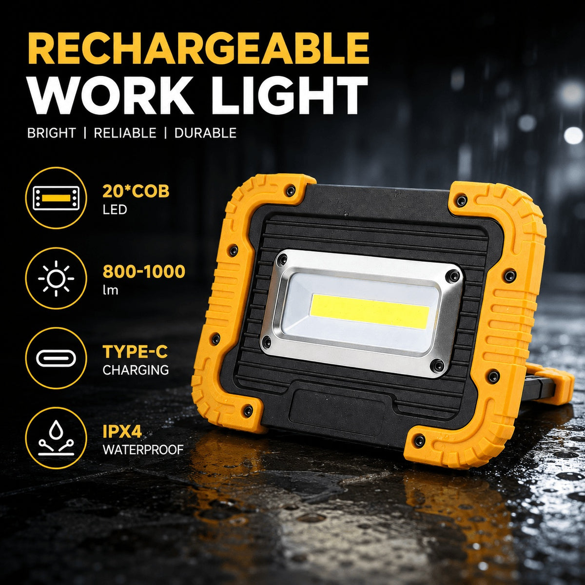 Rechargeable Power Bank Function Type C Waterproof LED Work Light Outdoor DealSniper.net