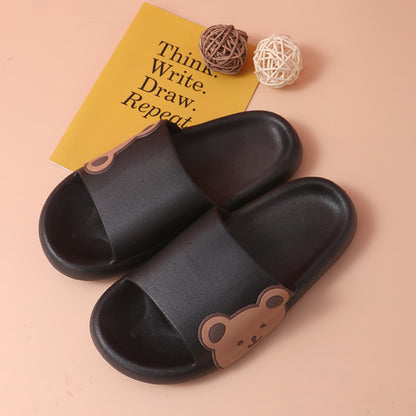 Cute Bear Slippers Summer Beach Shoes Bathroom Slippers Women Gym From House Side bear black 36to37