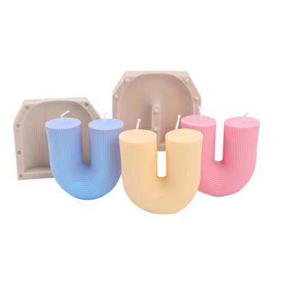 New Striped Silicone Aromatherapy U-shaped Candle Mold House Gym From House