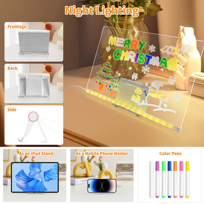 LED Acrylic Drawing Board DIY Erasable Luminous Writing Boards House Gym From House