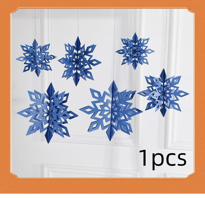 Christmas Decorations 3D Mini Flag Scene Show Window Pendant Holidays DealSniper.net Dark Blue 1PCs