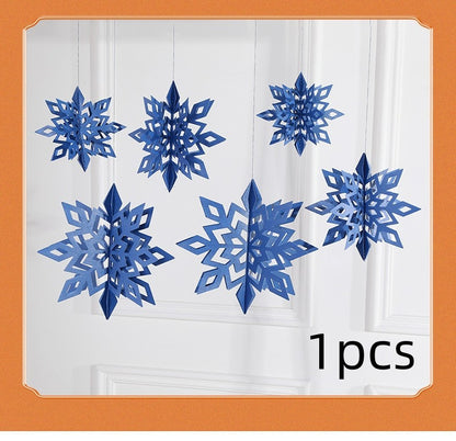 Christmas Decorations 3D Mini Flag Scene Show Window Pendant Holidays DealSniper.net Dark Blue 1PCs