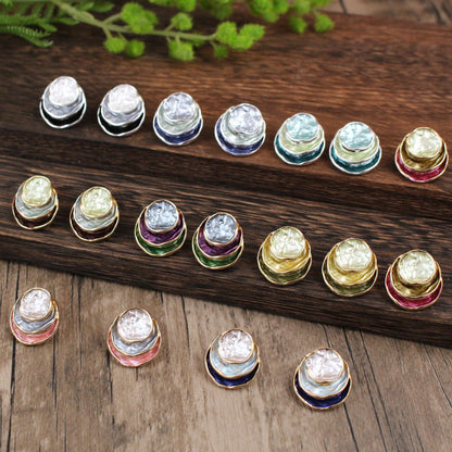 Ins Three-colored Painting Round Earrings Fashion Jewelry dealsniper-net
