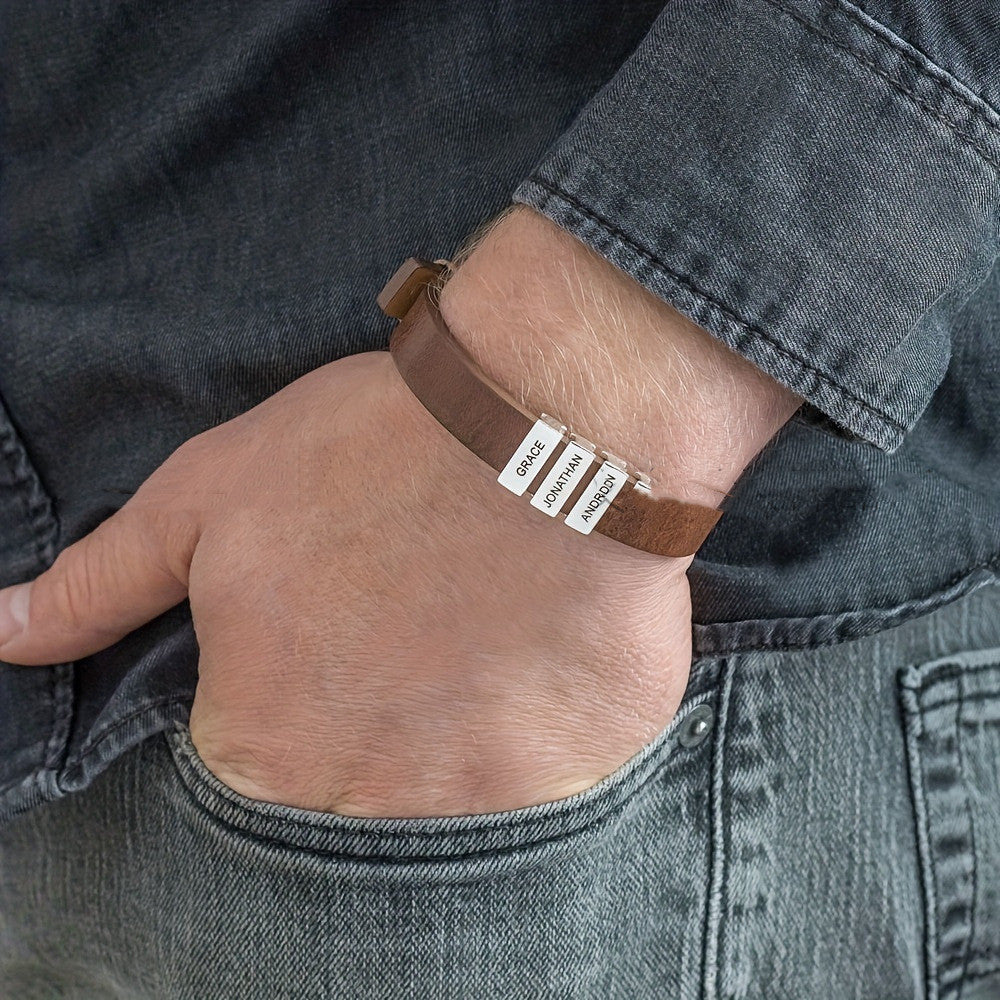 Customized Family Names Bracelet For Men Personalized Engraved Jewelry Gym From House