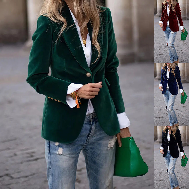 Velvet Lapel Casual Suit Business Fashion Slim Women null