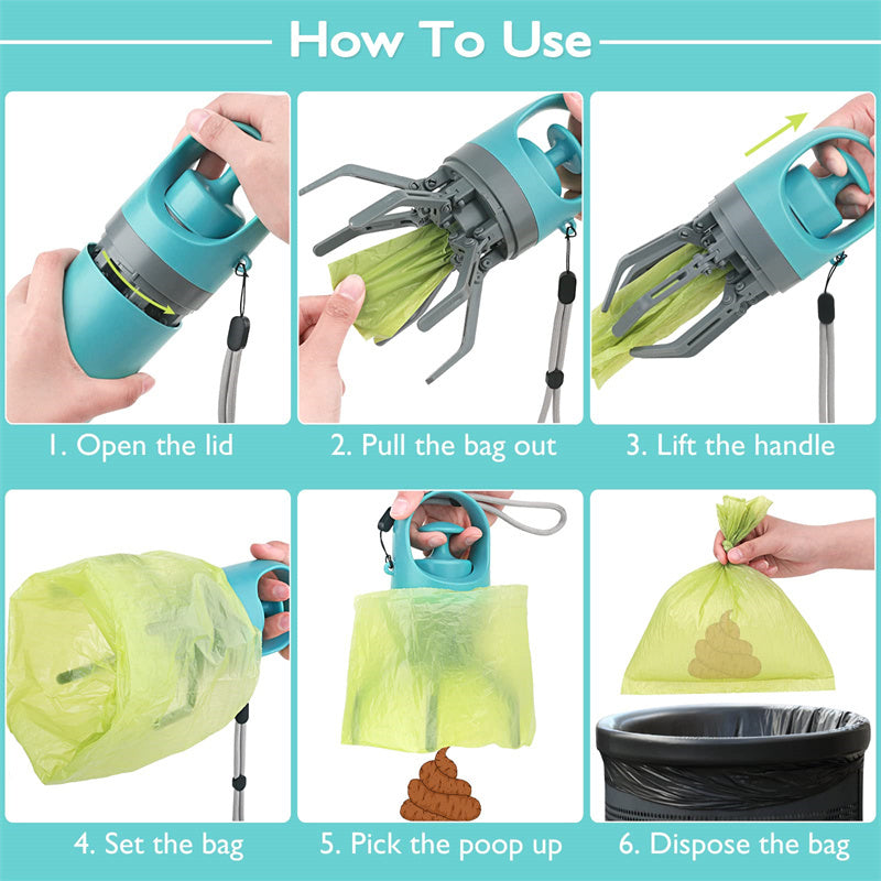 Portable Lightweight Dog Pooper Scooper With Built-in Poop Bag Pets dealsniper-net