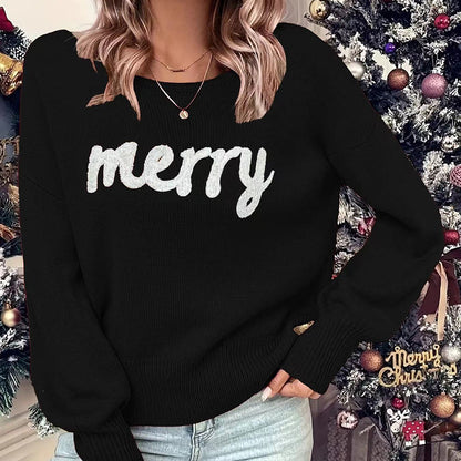 Knitted Women Crew Neck Sweater Loose Pullover Female Jumper Women Gym From House Black L