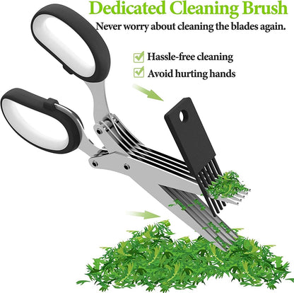 Herb Scissors With Multi Blades Stainless Steel Fast Cutting Shear Kitchen Tool Kitchen dealsniper-net