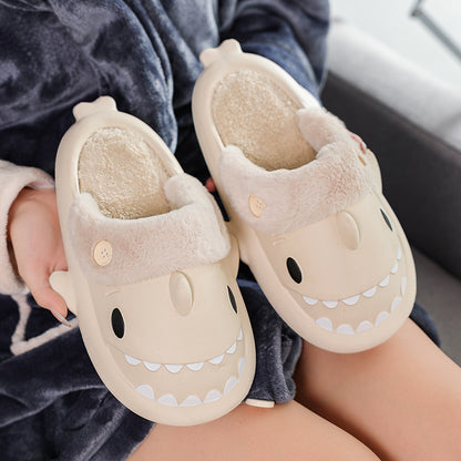 Winter Shark Shoes House Slippers With Button EVA Couple Slippers Women dealsniper-net Off white 32to33