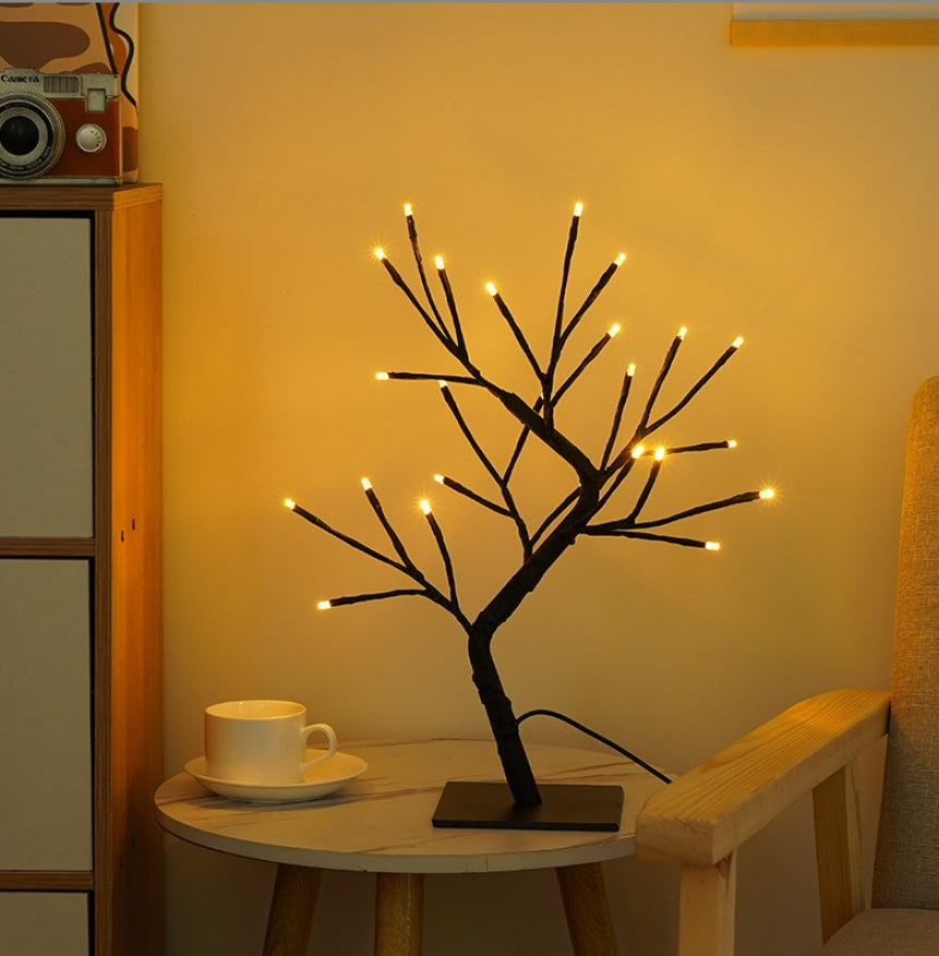 Bedroom Room Rose Tree Lamp Decoration Home Decor Gym From House Black branch bare lamp 24lights on black USB