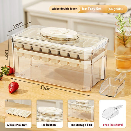 PP Material Ice Mould Quick Demould Ice Cube Tray Creative Kitchen Gym From House White Double Layer