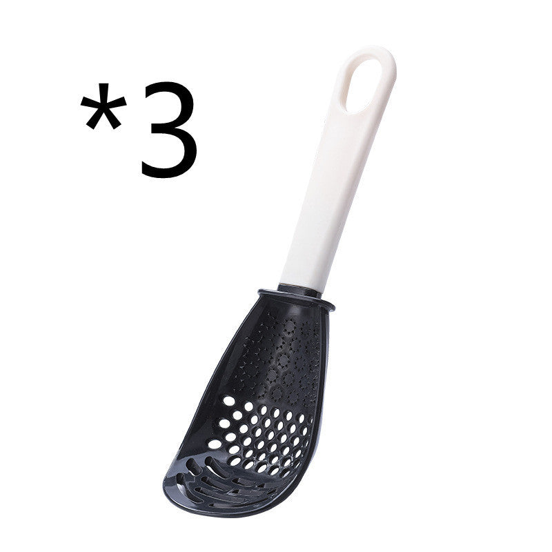 Multifunctional grinding and crushing colander and draining spoon House dealsniper-net Black 3pcs