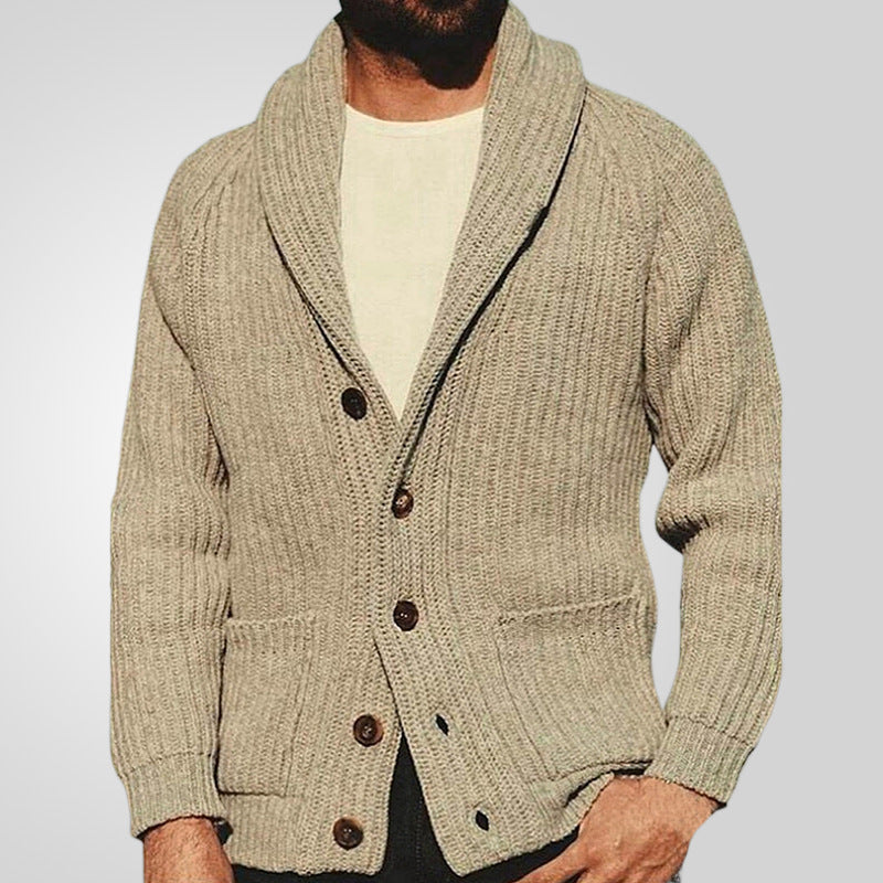 Men's Lapel Knitting Cardigan Fashion Button Sweater