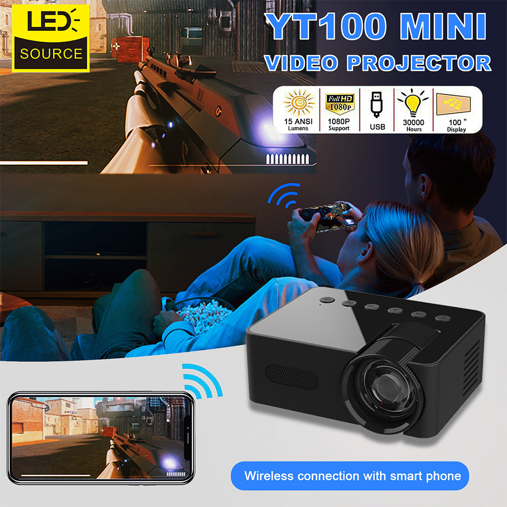 YT100 Home Mini Portable Projector USB Power Supply Gadgets dealsniper-net