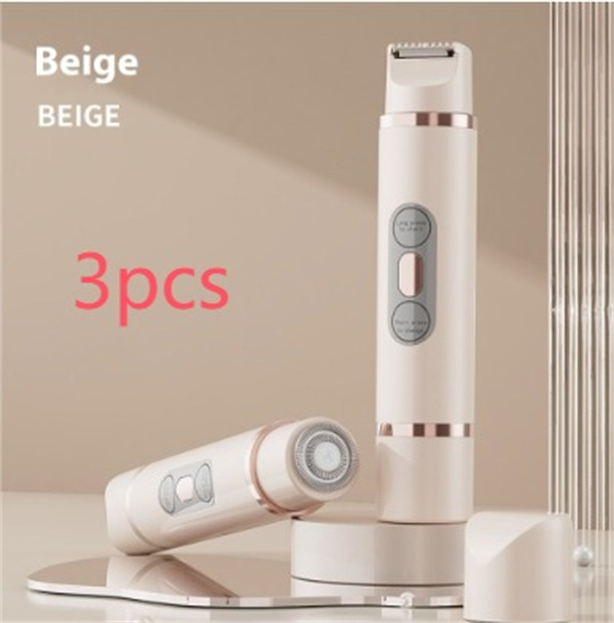 Dual-Head Electric Shaver Painless Women's Epilator Beauty Gym From House Beige 3pcs