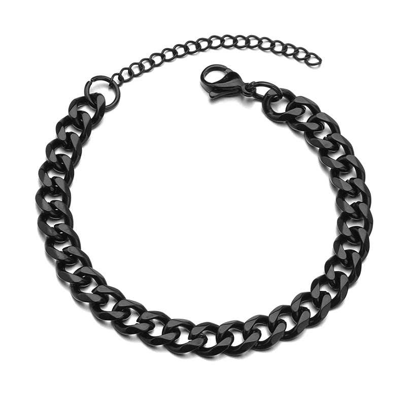 Six-sided Grinding Miami Cuban Titanium Steel Bracelet Jewelry Gym From House Black 3mm