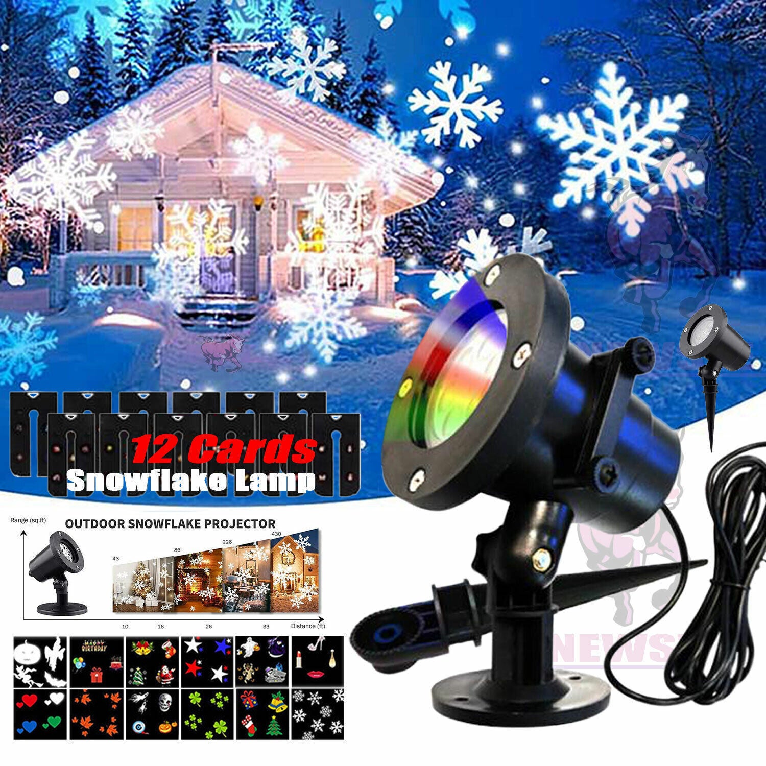 48 Pattern Christmas Projector Laser Light Ai Recorder Gym From House Black