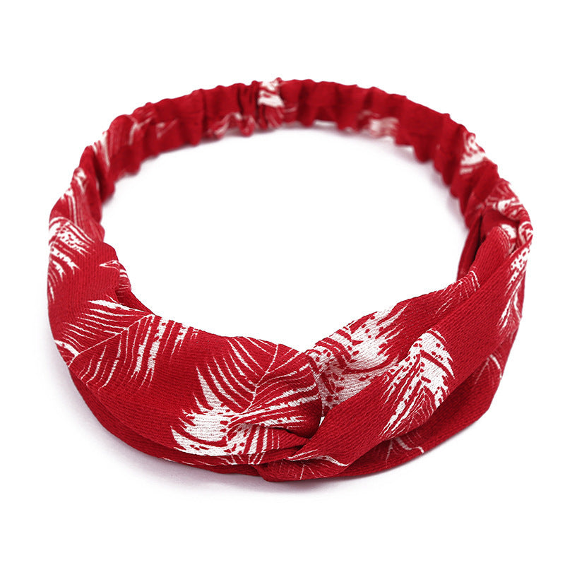 Women Retro Style Hairband floral Print Headband Cross Women dealsniper-net Red