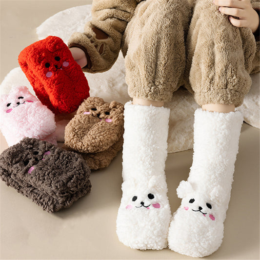 Winter Floor Socks Velvet Thicken Warm Coral Velvet Cute Socks