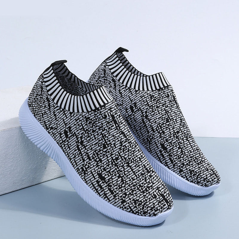 Stripe Knit Sock Shoes Flats Sneakers Running Walking Loafers Women dealsniper-net