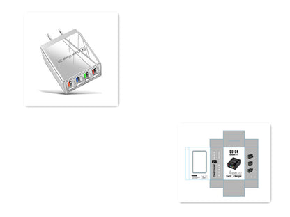 USB Charger Quick Charge 3.0 4 Phone Adapter Electronics DealSniper.net US Grey and box Q1pc