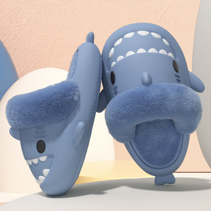 Winter Shark Slippers Detachable Warm Fuzzy Slippers Bedroom House Shoes Women Women dealsniper-net