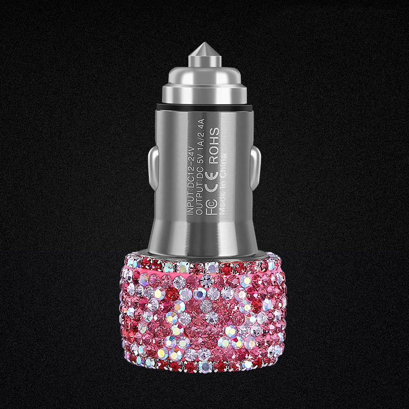 Fast Charging Mobile Phone Charger Bracket Vehicle Gym From House Pink diamond USB