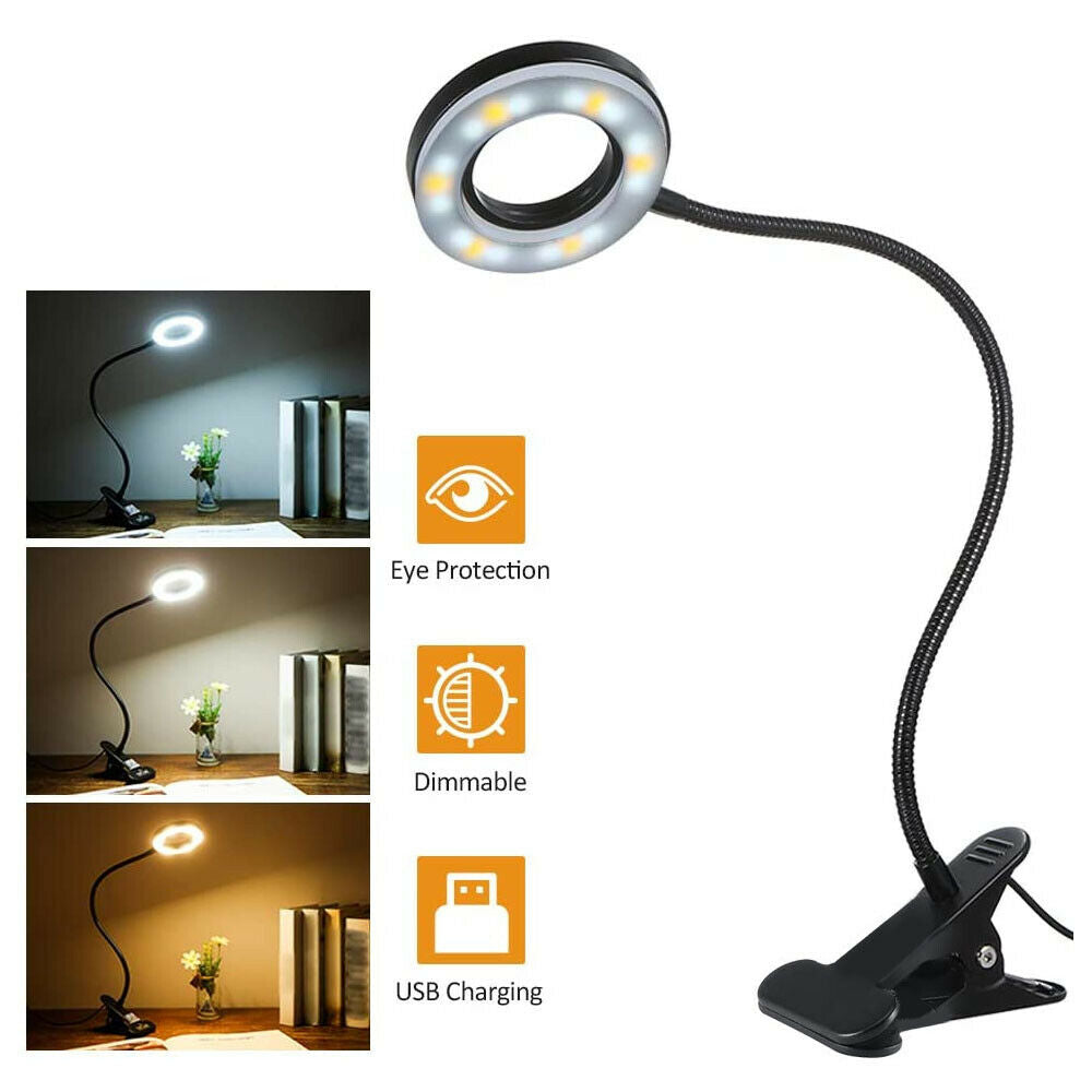 Clip On Desk Lamp LED Flexible Arm USB Dimmable Study Reading Table Night Light Home dealsniper-net