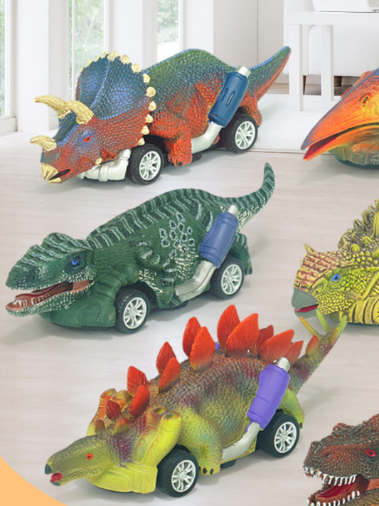 New Dinosaur Pullback Car Four-wheeled Dinosaur Model Car Kids Gym From House