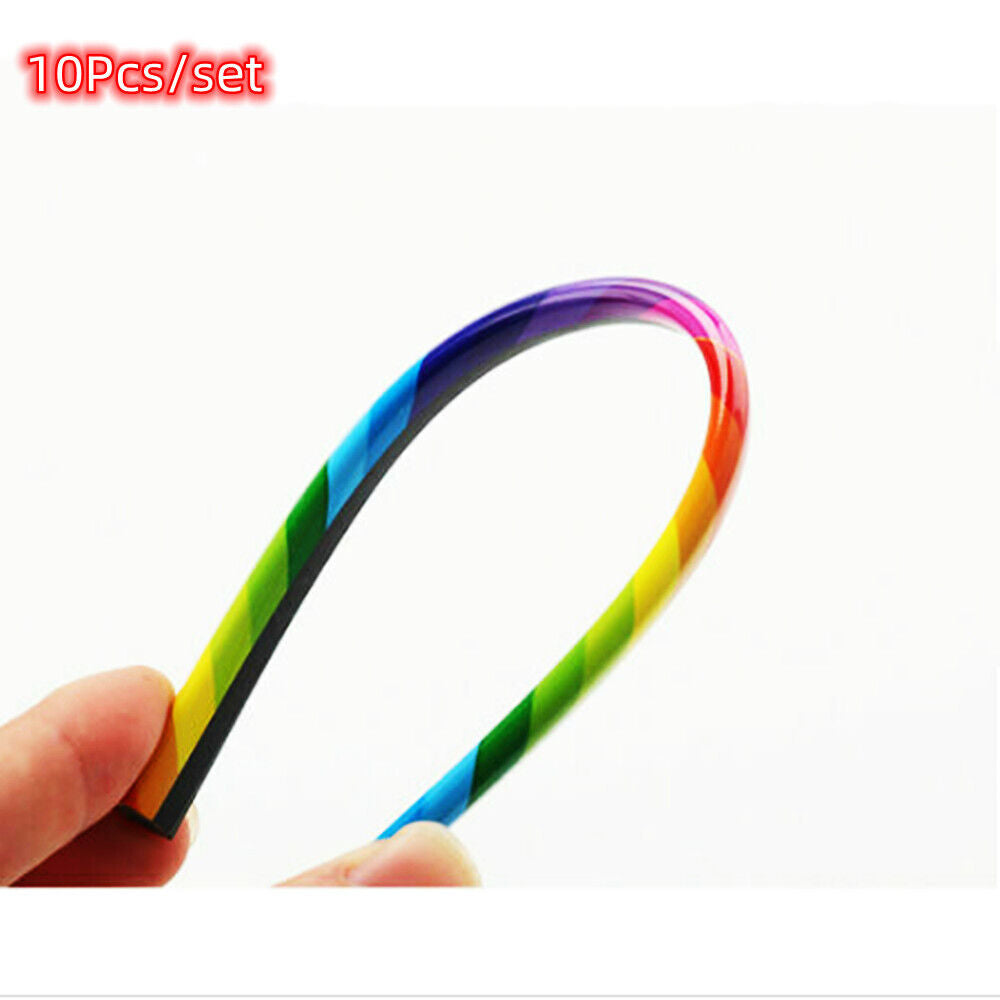 New 10pcs Car Interior Air Conditioner Vent Outlet Decoration Stripes Cover Rainbow Vehicle dealsniper-net