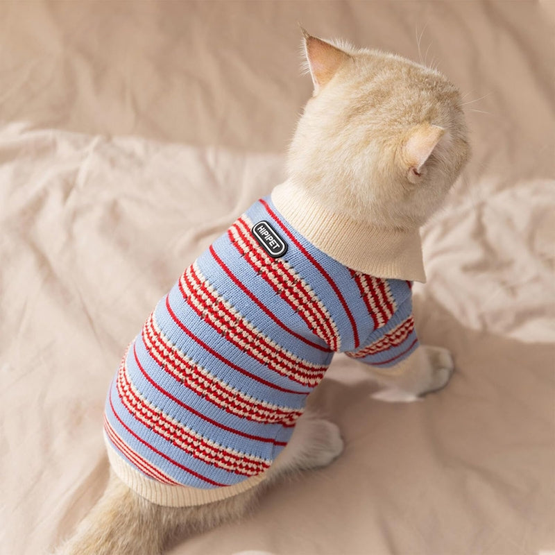 Cat Sweaters Cold Weather Dog Striped Pullover Pets dealsniper-net