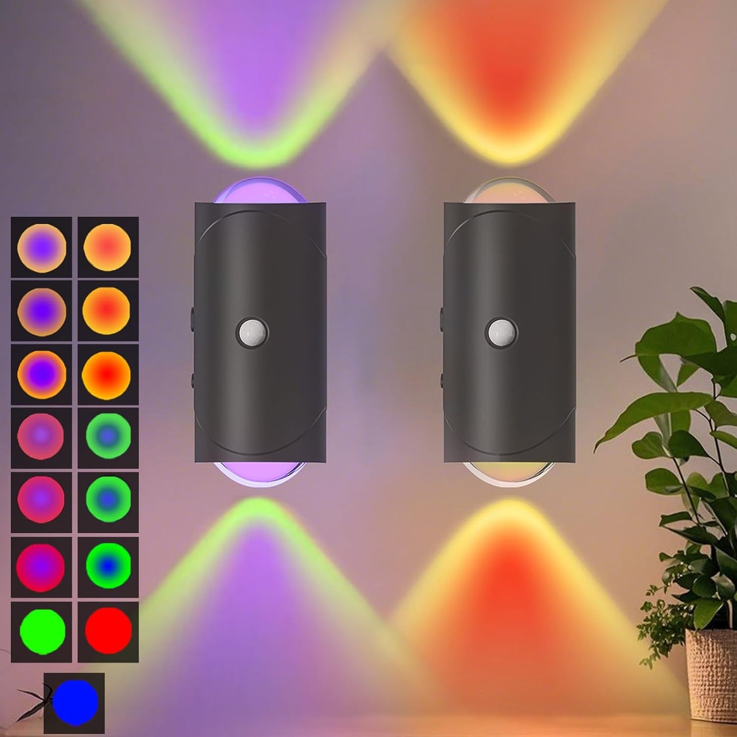 4PCS Color-sensing Motion Night Lights, Wall Lights Cabinet Lights Outdoor Gym From House Black shell 2PCS