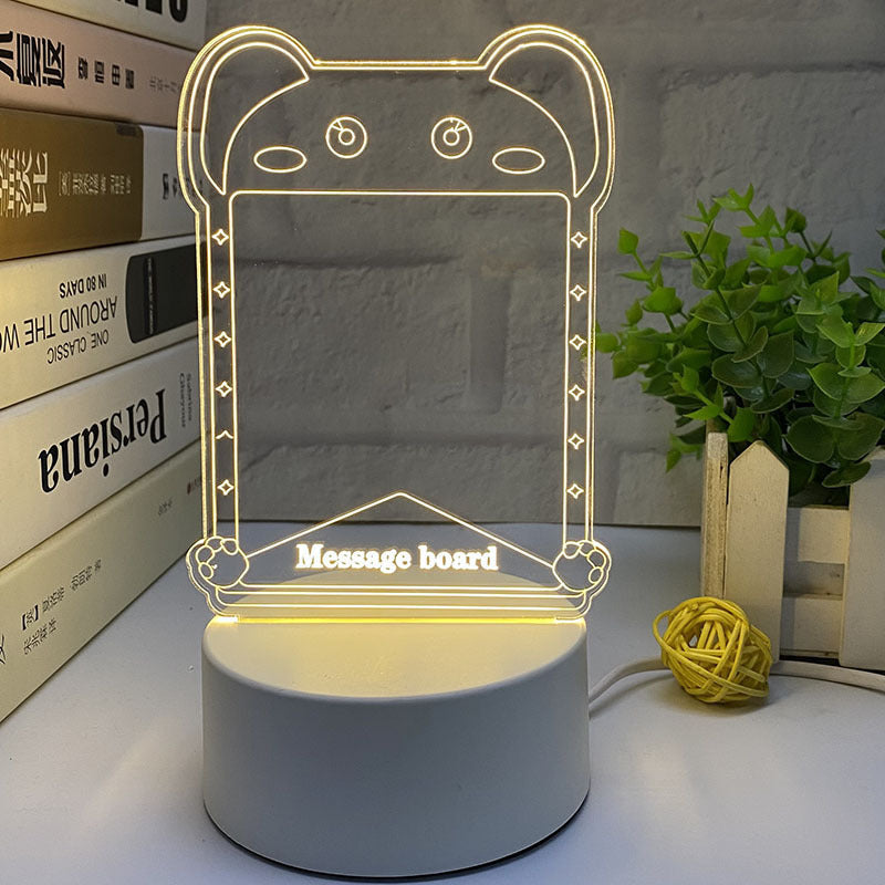 3d Small Night Lamp Desktop Luminous Note Board Home Decor Gym From House