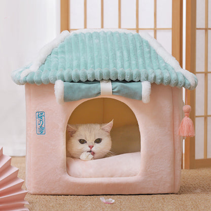 Cat House Removable And Washable Cat Bed Pet Supplies Pets DealSniper.net Green curtain