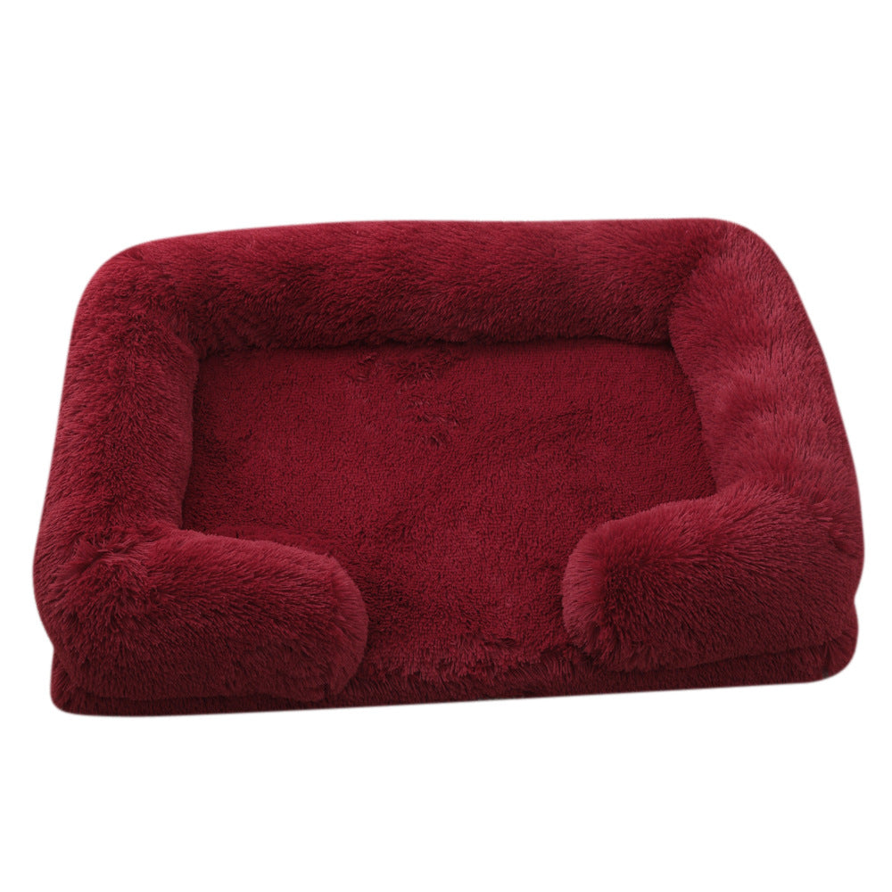 Plush Round Pet Bed Dog Bed Winter Pets Gym From House M27 Wine Red L No Inner Sleeve